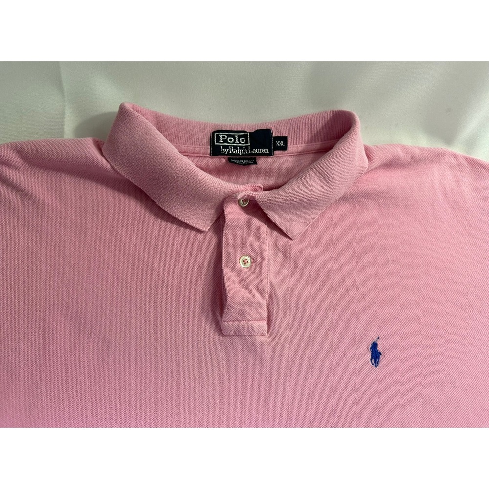 Polo Ralph Lauren Shirt Mens 2XL Pink Blue Pony‎ Cotton Pique Flawed Stained TLC